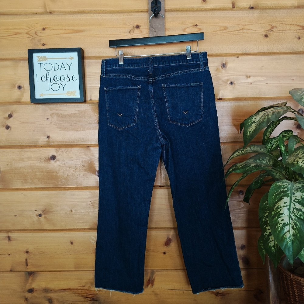 Hudson Noa Mid Rise Straight Raw Hem Crop In Giana Dark Jean Boho Sz 30(32) X25" - Picture 8 of 13
